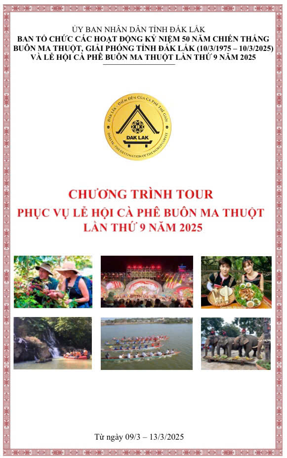 Chương trình Tour phục vụ lễ hội cà phê Buôn Ma Thuột lần thứ 9 năm 2025